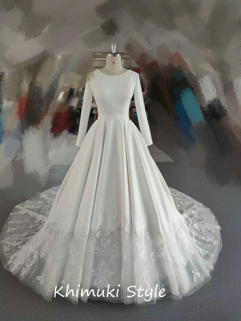 Long Sleeve Low Back Wedding Dress