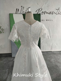 Modest Short Sleeve Lace Wedding Dress