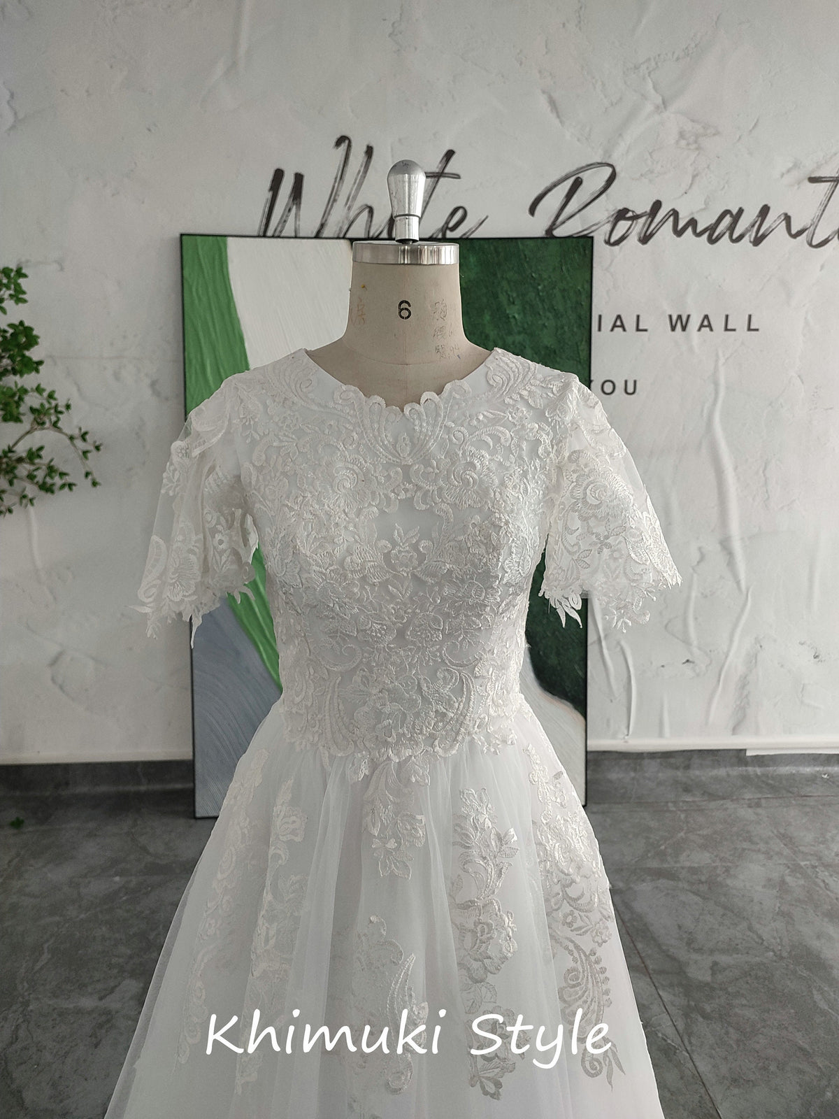 Modest Short Sleeve Lace Wedding Dress