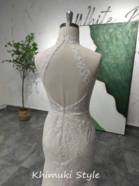 Mermaid Halter Neckline Lace Wedding Dress