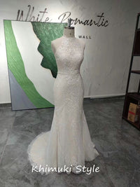 Mermaid Halter Neckline Lace Wedding Dress