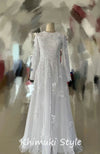 Modest Long Sleeve French Lace Wedding Dress