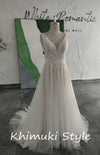 Simple V-neckline Summer Wedding Dress