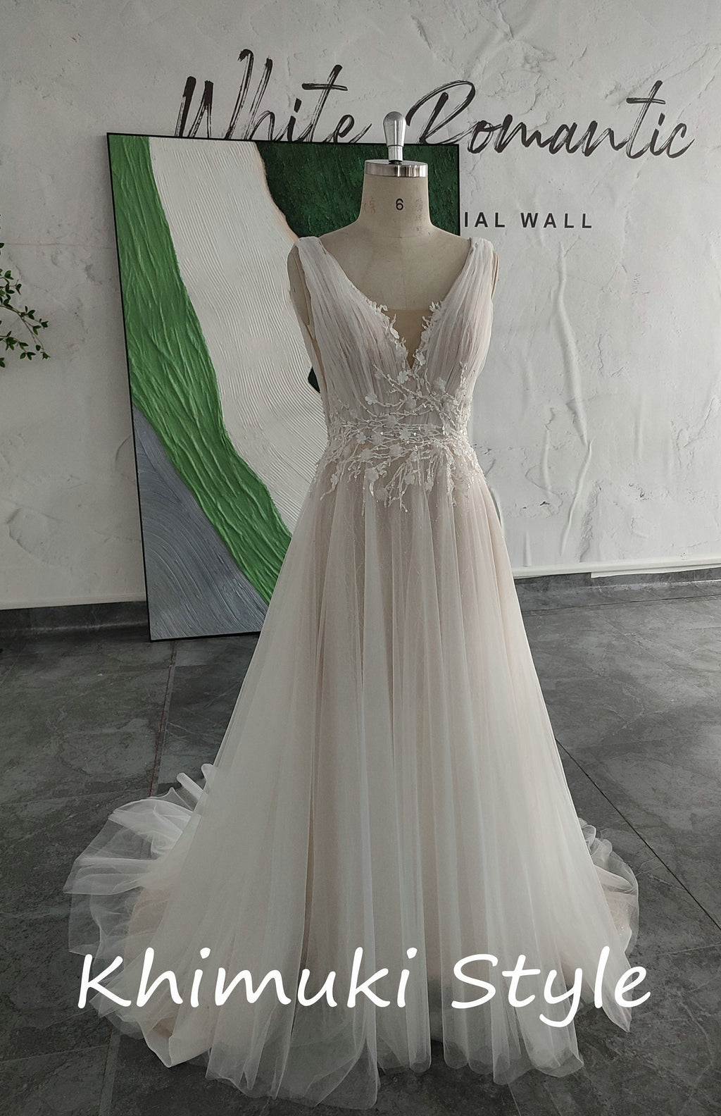 Simple V-neckline Summer Wedding Dress