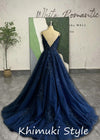Ball Gown Sparkle Navy Blue Prom Dress