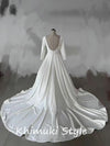 Low Back Long Sleeve Crepe Minimal Wedding Dress