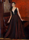 A line Black and Burgundy Prom Dress