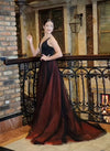 A line Black and Burgundy Prom Dress
