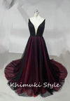 A line Black and Burgundy Prom Dress