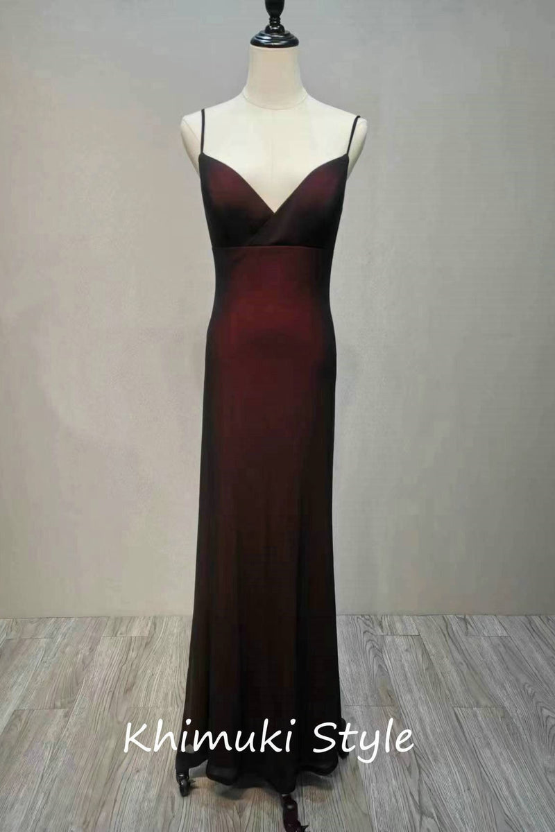 Simple Spaghetti Straps Red and Black Party Dress