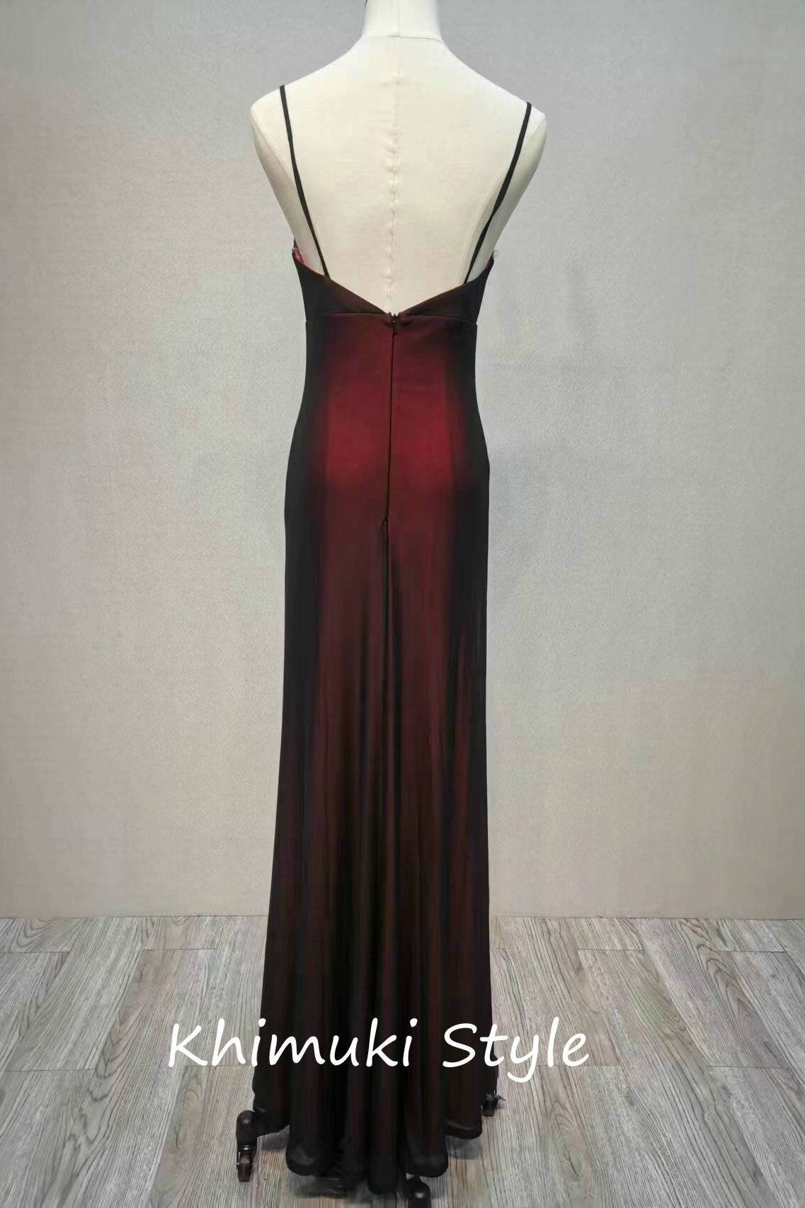 Simple Spaghetti Straps Red and Black Party Dress