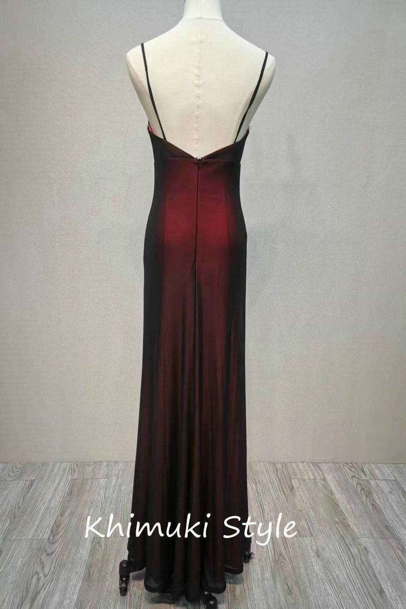 Simple Spaghetti Straps Red and Black Party Dress