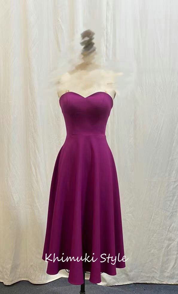 Simple Grape Short Wedding Guest Dress
