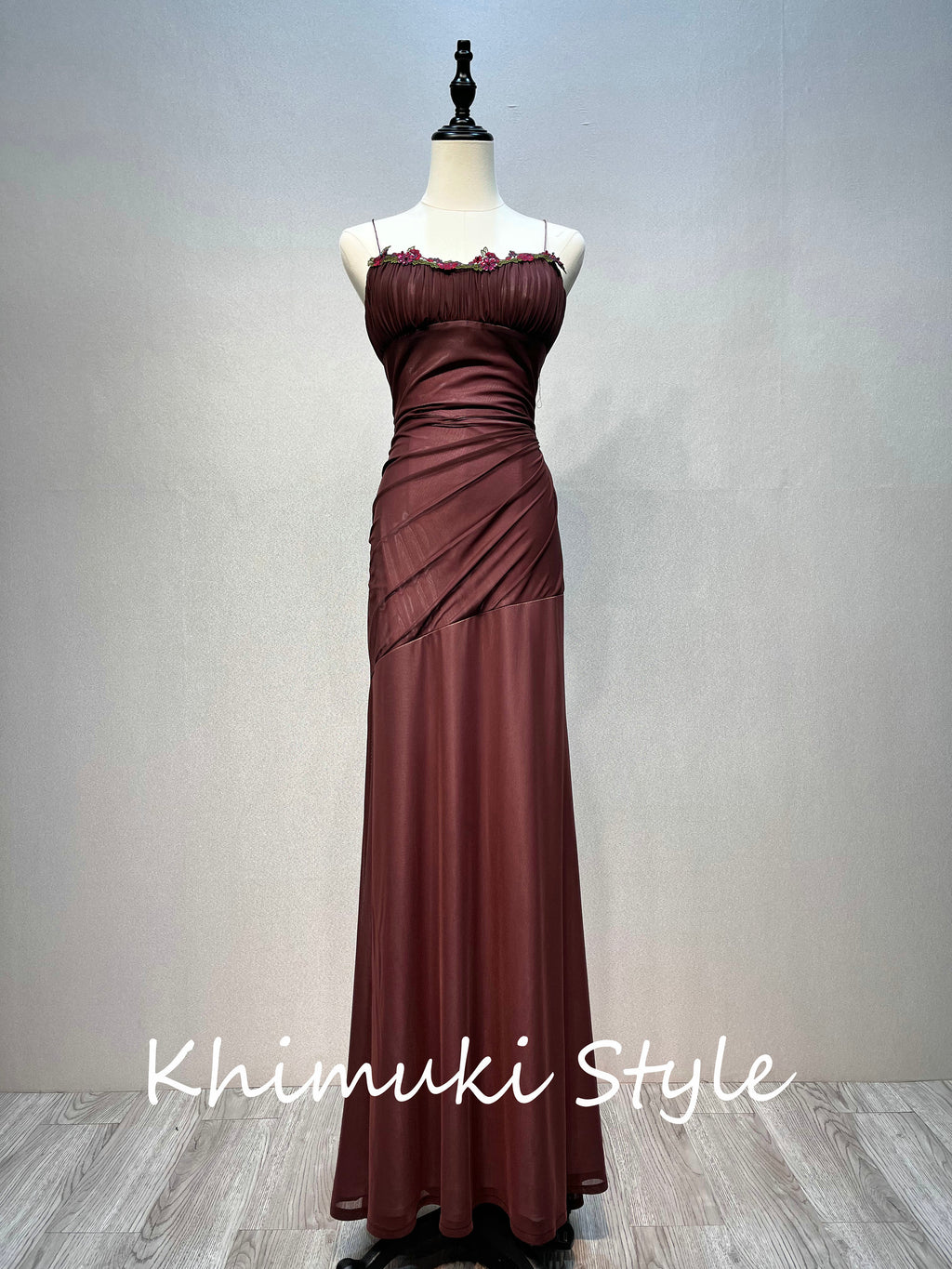 Fit and Flare Coffee Brown Square Neckline Prom Dress