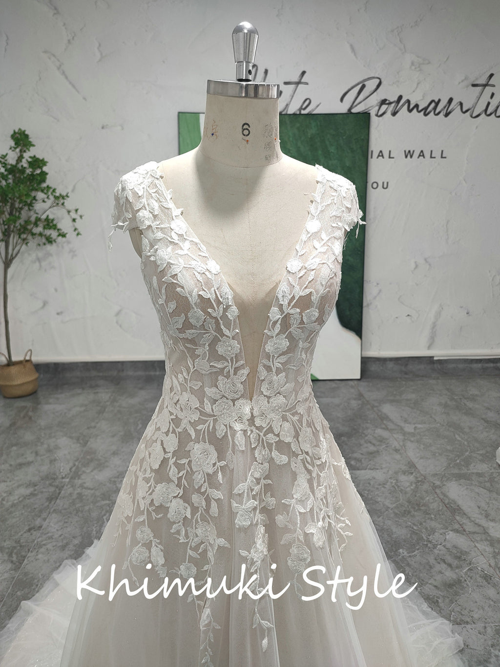 Sexy Slit Cap Sleeve Sheer Lace Wedding Dress, Summer Wedding Dress