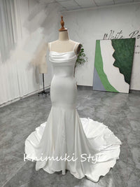 Fit and Flare Square Neckline Ivory Wedding Dress
