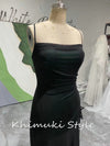 Square Neck Vintage Green Prom Dress