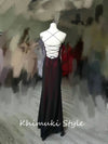 Square Neckline Black and Red Vintage Prom Dress,90'S Mesh Party Dress