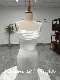 Fit and Flare Square Neckline Ivory Wedding Dress