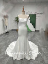 Fit and Flare Square Neckline Ivory Wedding Dress