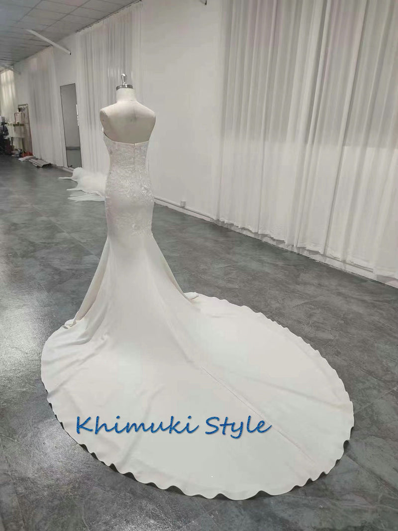 Mermaid Off Shoulder Sleeve Ivory Wedding Dress