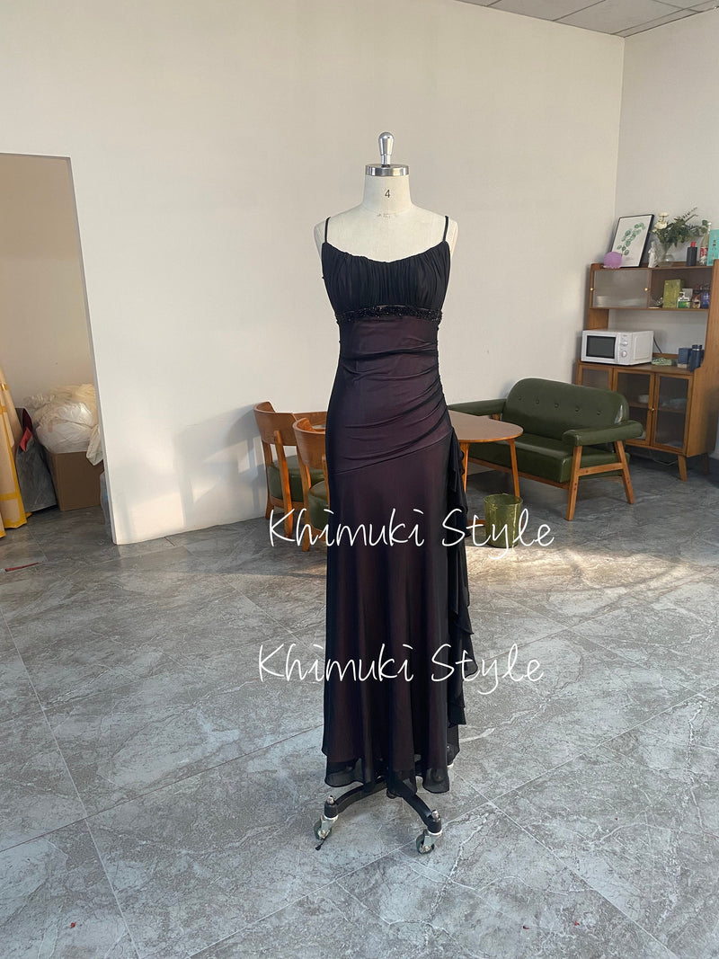 Black and Pink Fitted Vintage Prom Dress