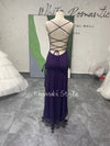 Sexy Slit Square Neckline Vintage Purple Prom Dress