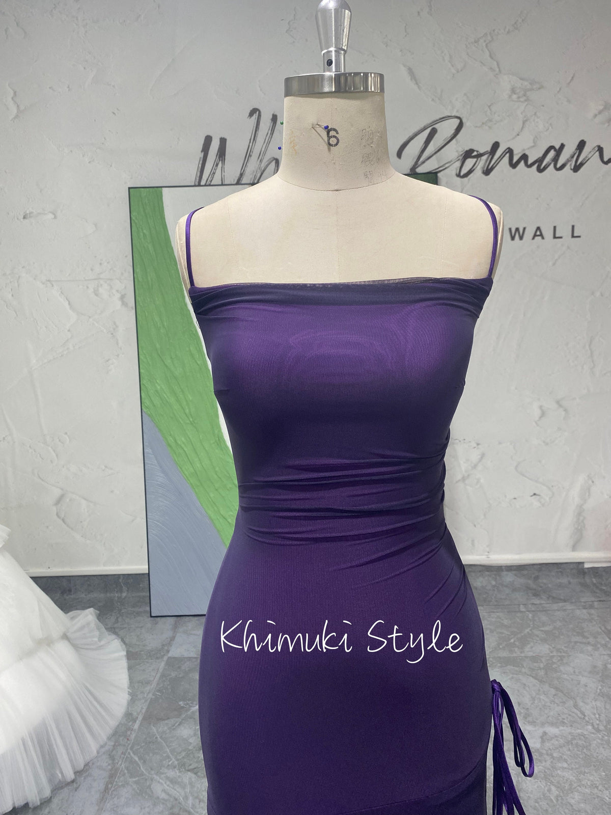 Sexy Slit Square Neckline Vintage Purple Prom Dress