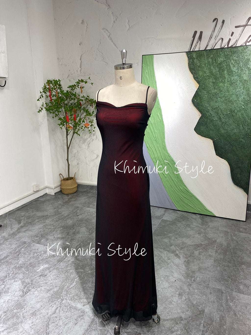 Square Neckline Black and Red Vintage Party Dress,Slit 90S Party Dress