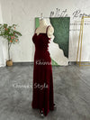 Vintage Velvet Deep Red Prom Dress