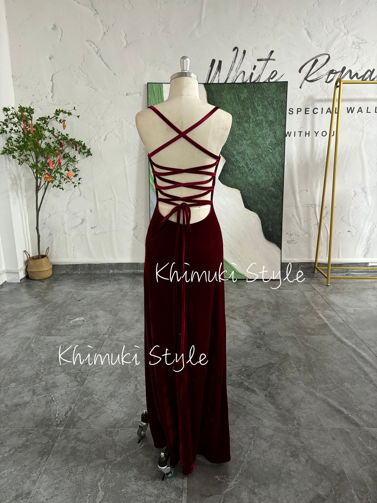 Vintage Velvet Deep Red Prom Dress