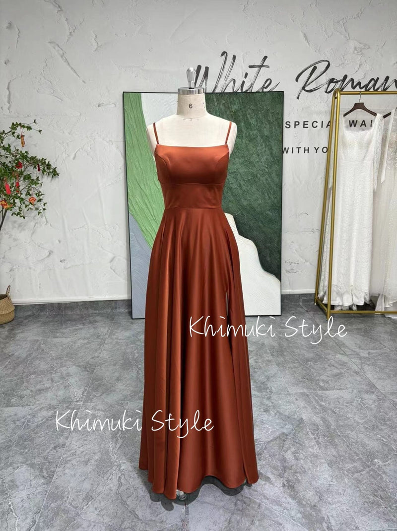 Sexy Slit Square Neckline Prom Dress,Blue Prom Dress,Green Prom Dress