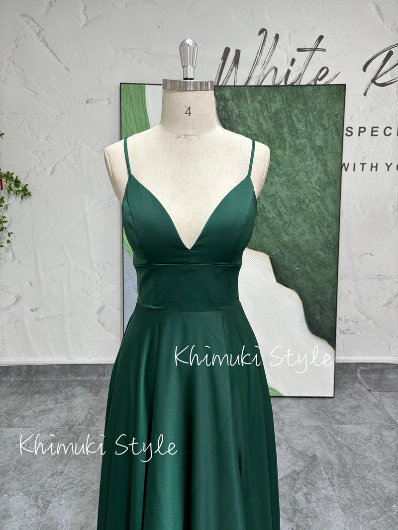 Sexy Slit V-neckline Party Dress,Blue Prom Dress,Green Prom Dress,Burgundy Prom Dress,Caramel Prom Dress