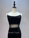 Vintage Sexy Split Black Velvet Prom Dress