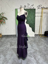 Fit and Flare Purple Slit Vintage Party Dress