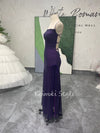 Sexy Slit Square Neckline Vintage Purple Prom Dress