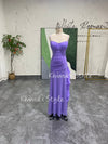 Lavender 90s Party Dress,Sexy Slit Vintage Prom Dress