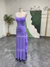Lavender 90s Party Dress,Sexy Slit Vintage Prom Dress