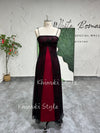 Handmade Beaded Prom Dress,Vintage Black and Red Party Dress