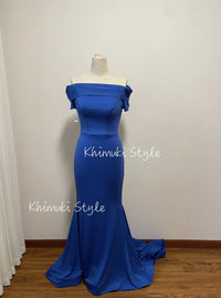 Mermaid Blue Party Dress,Off Shoulder Prom Dress