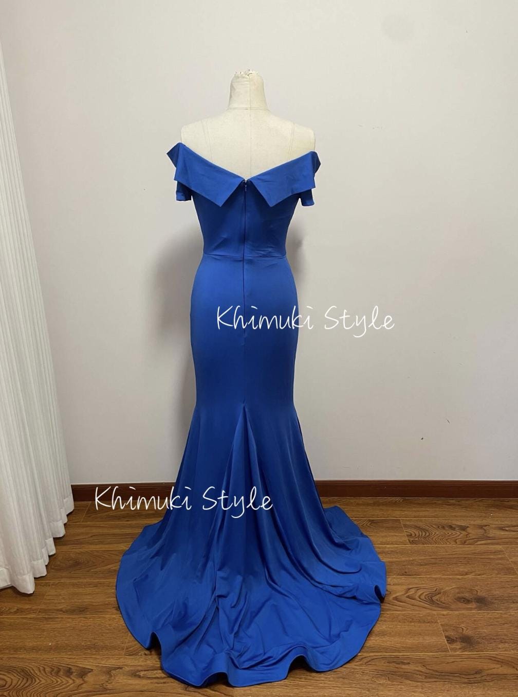 Mermaid Blue Party Dress,Off Shoulder Prom Dress