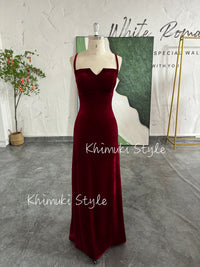 Vintage Velvet Deep Red Prom Dress
