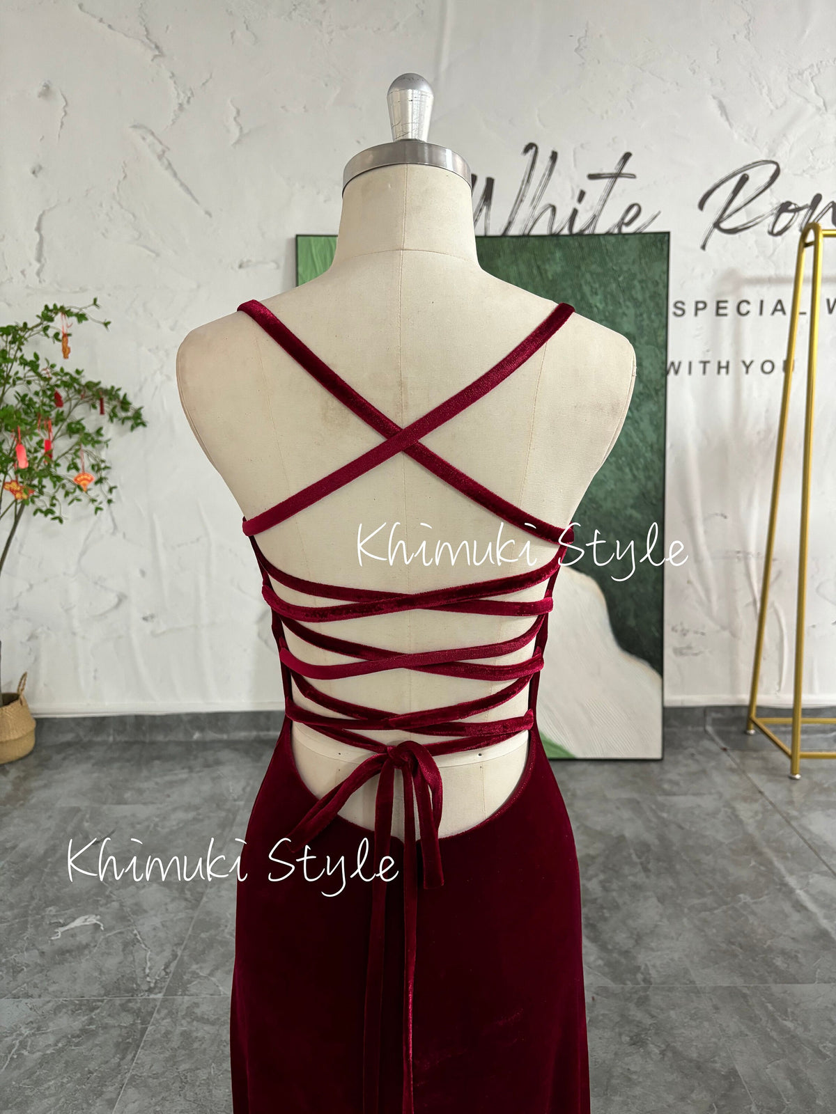 Vintage Velvet Deep Red Prom Dress