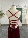 Vintage Velvet Deep Red Prom Dress
