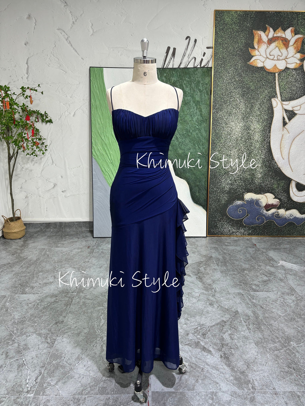 Vintage 90S Navy Blue Prom Dress