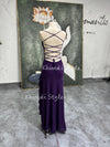 Fit and Flare Purple Slit Vintage Party Dress
