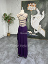 Fit and Flare Purple Slit Vintage Party Dress