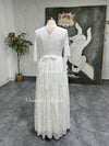 Long Sleeve Boho Wedding Dress,Plus Size Lace Wedding Dress