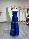 Sexy Slit Square Neckline Prom Dress,Blue Prom Dress,Green Prom Dress