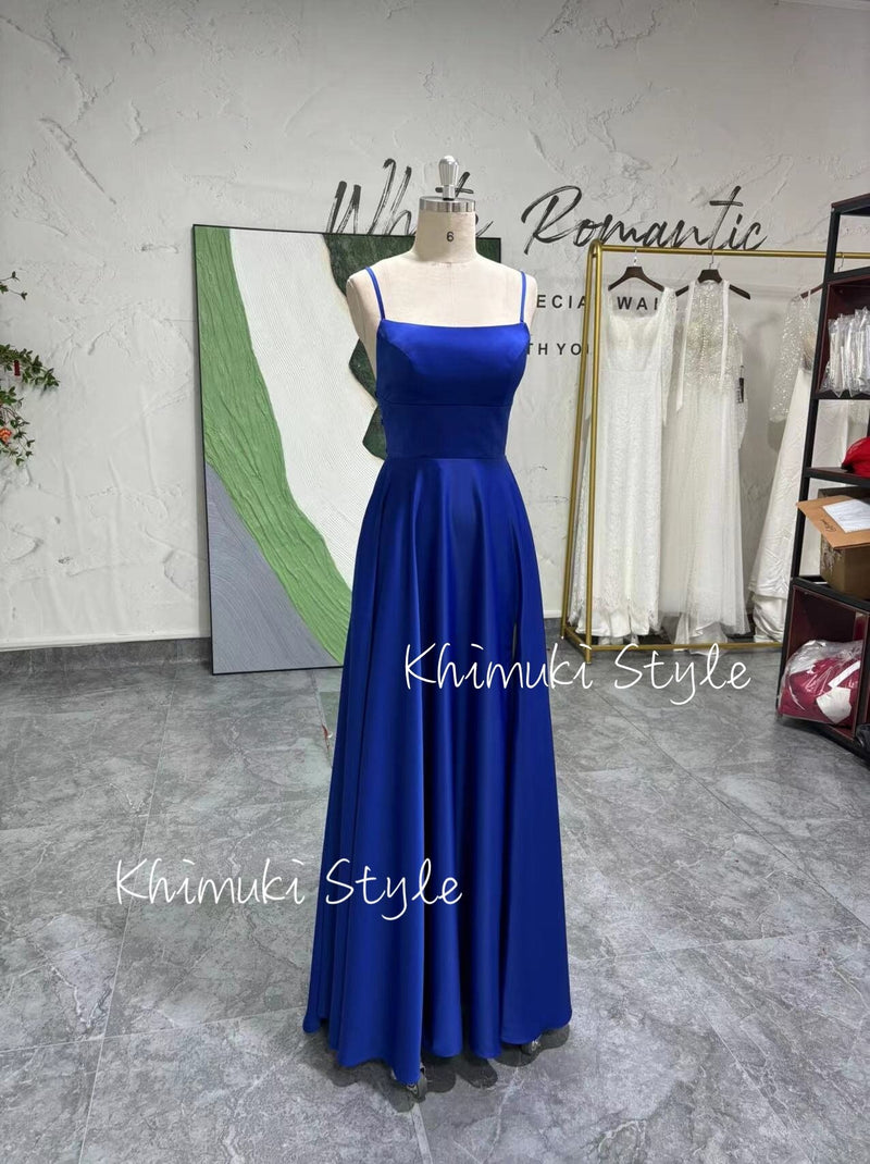 Sexy Slit Square Neckline Prom Dress,Blue Prom Dress,Green Prom Dress